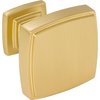 Jeffrey Alexander 1-1/4" Overall Length Brushed Gold Square Renzo Cabinet Knob 141BG